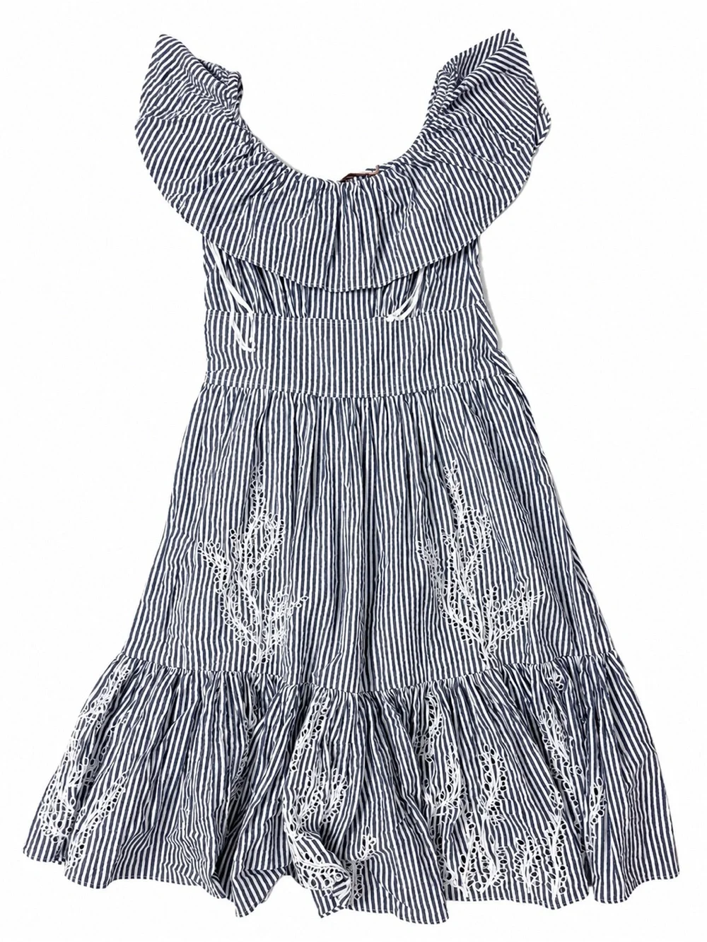 Tory Burch Blue & White Striped Maxi Dress
